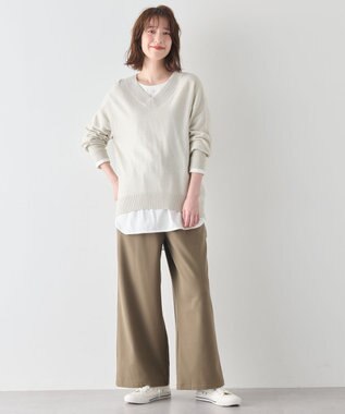 ANY 【手洗い可】イタリーヤーンウールカシミヤミックスＶネックプルオーバー オイスター