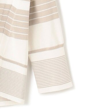 23区 L 【洗える】コットンポリエステルストレッチ オーバーサイズ ニット オフホワイトxベージュボーダー