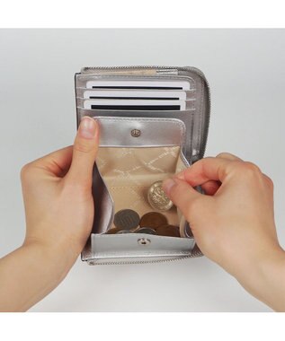 PELLE BORSA L字ファスナーミニ財布 Chrono Luce クロノルーチェ 5853 シルバー