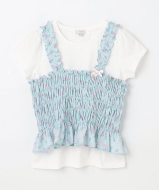 ANY KIDS フラワー×リボン ビスチェ付きTシャツ ミント