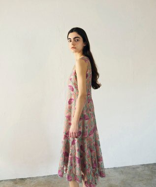GRACE CONTINENTAL フラワー刺繍チュールドレス ピンク
