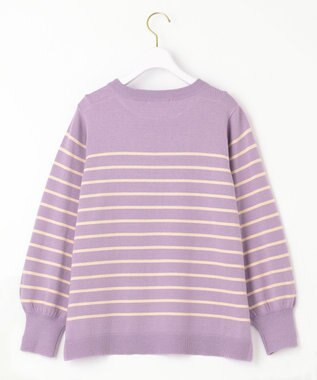 ANY SIS 【Oggi1月号掲載】ショルダーパール調 ニット ラベンダー×アイボリーボーダー