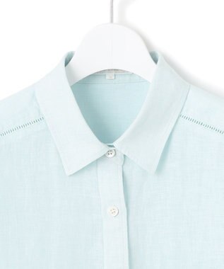 23区 L 【Oggi7月号掲載/洗える】LIBECOリネン クロップド デザイン シャツ スカイブルー系