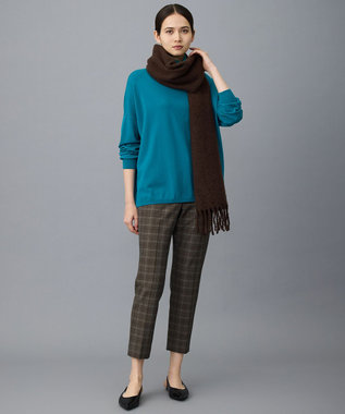 自由区 S TRギャバ裏起毛チェック柄テーパード パンツ ブラウン系チェック