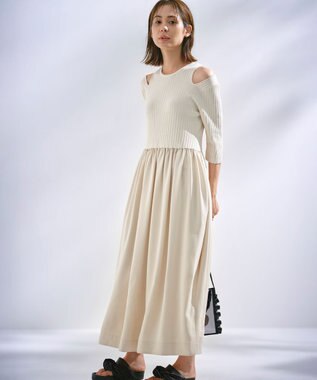 組曲 L 【組曲×setsuko sagittaire】ニットコンビドレス シャンパンベージュ系
