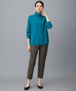 自由区 S TRギャバ裏起毛チェック柄テーパード パンツ ブラウン系チェック