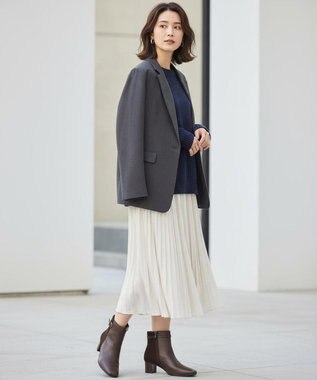 Pointer 【石岡真実さん着用】本革スエードコンビショートブーツ ダークブラウン(コンビ)