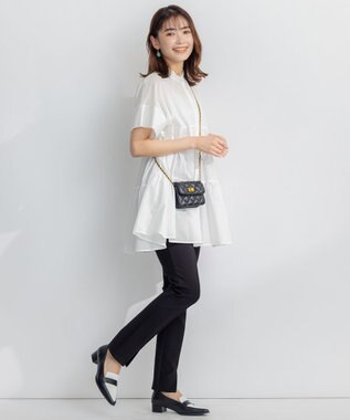 組曲 【洗える】ナチュラルローンギャザーフレア ブラウス スモーキーグリーン系