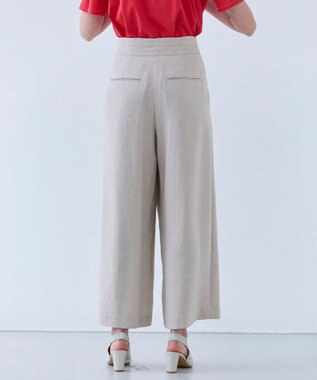 BEIGE， 【洗える】CAROLE / リネンライクラップワイドパンツ Sand