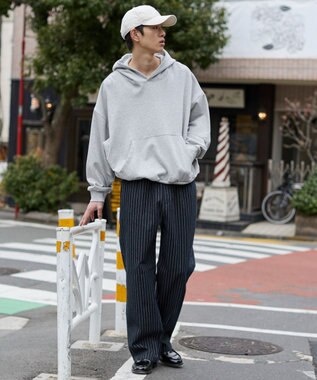 WEGO 【ユニセックス着用ITEM/XSSMLサイズ展開/ウエストゴム】ユルフィットコットンイージーパンツ ブルーストライプ