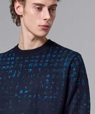 JOSEPH HOMME ドローイングブレイドジャガード　クルーネック長袖ニット ネイビー系3
