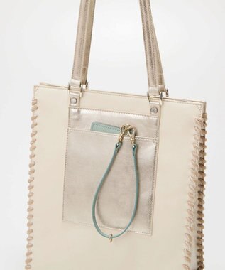 TOPKAPI 【TREASURE TOPKAPI】フェイクレザー ポーチ付き パラコード かがりトートバッグ オフ