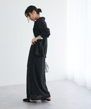 CRAFT STANDARD BOUTIQUE リネンライクラップ風スカート Black