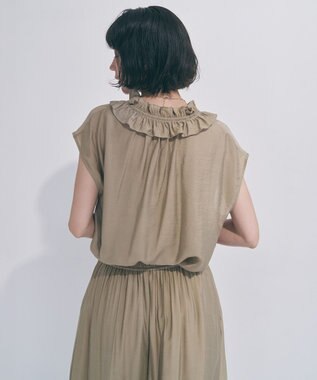 UNFILO 【WEB限定カラー】ヴィンテージシアー フリルネック ブラウス ベージュ