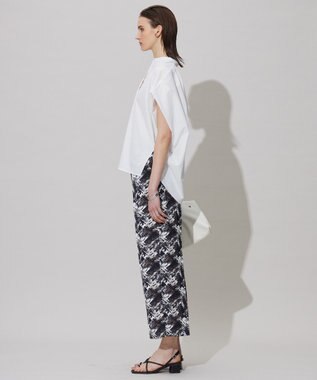 ICB L 【洗える】 ブラッシュプリント ワイドパンツ クリームブラウン系