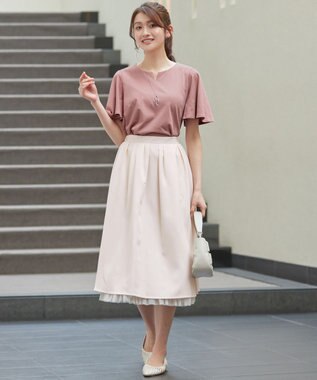 Tiaclasse 【おのののかさん着用】「サマケア」キーネックフレアスリーブトップス ピンク