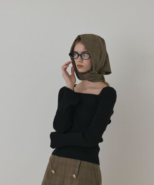 GRACE CONTINENTAL ハイゲージリブニットトップ ブラック