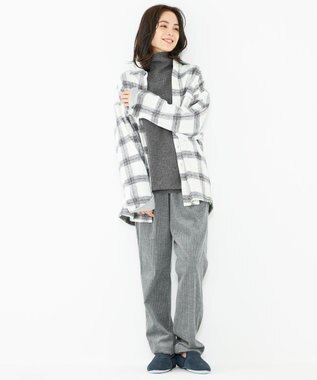 JOSEPH ABBOUD MOUNTAIN 【SPACE／UNISEX】フランネルジャージーブロック シャツ ライトグレー系4