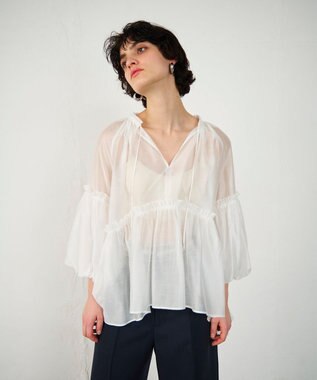 GRACE CONTINENTAL ギャザーカフタントップ キナリ