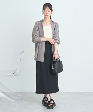 earth music&ecology 選べる丈カットナロースカート Black