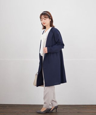 Tiaclasse タックヨーク着流しパフスリ－ブコート ネイビー