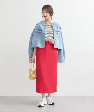 earth music&ecology 選べる丈カットナロースカート Red