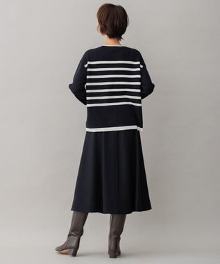 自由区 L 【洗える】コットンカシミヤ ボーダーニット ネイビー系1