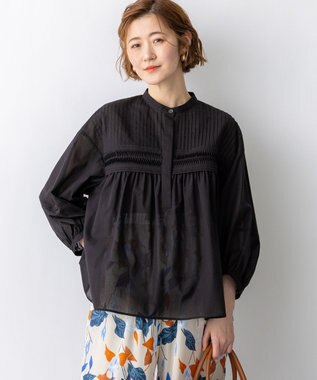 23区 【先行予約】コットンボイル ピンタック ブラウス ブラック系