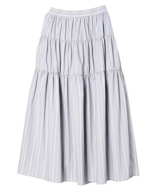 AMERICAN HOLIC ティアードギャザースカート Stripe Sax