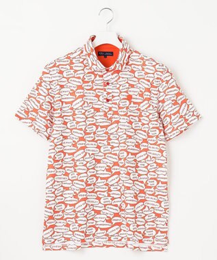 23区GOLF 【MEN】【吸水速乾/UVカット】YELL総柄プリントポロシャツ オレンジ系5