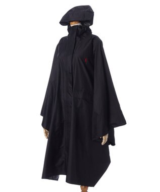MOONBAT POLO RALPH LAUREN(ポロ ラルフローレン) ポロポニー ポケッタブル レインポンチョ レインコート 無地 フード 収納袋 ロゴ入 レディース ブラック