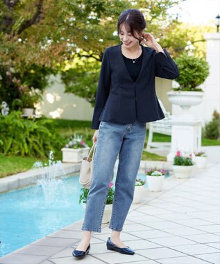 Tiaclasse 【安田美沙子さん着用・洗える】ストレッチストレートデニム ブルー