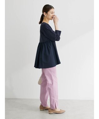 Green Parks バックギャザー布帛切替プルオーバー Navy