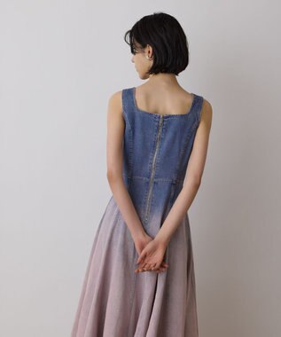 GRACE CONTINENTAL デニム切替サーキュラーワンピース ピンク