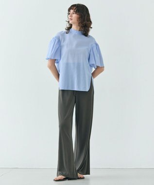 BEIGE， 【洗える】PLUMERIA / コットンシアーパフスリーブブラウス Sax