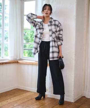 WEGO 【WEB限定/25年秋冬新作/ウエストゴム】裏ベロアワイドイージーパンツ ブラック