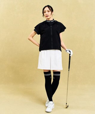23区GOLF 【WOMEN】シアーストレッチ ショート丈フードベスト ブラック系