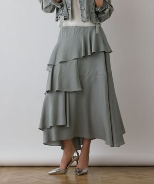 GRACE CONTINENTAL イレヘムサテンスカート グリーン