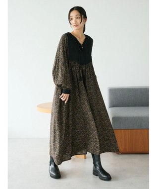 CRAFT STANDARD BOUTIQUE レーヨンキルト切替ワンピース Flower