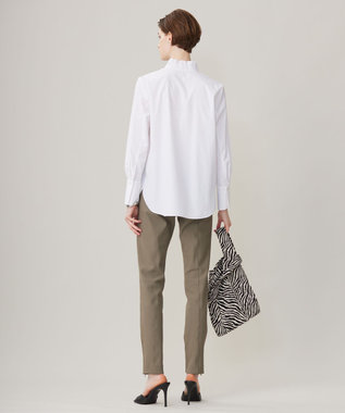 ICB 【洗える】コットンナイロンタイプライター デザインカラーブラウス オフホワイト系