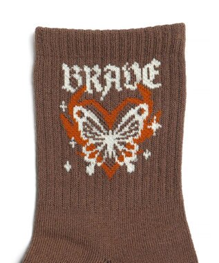 WEGO バタフライデザインソックス ブラウン