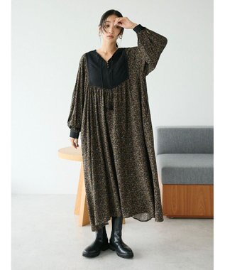 CRAFT STANDARD BOUTIQUE レーヨンキルト切替ワンピース Flower