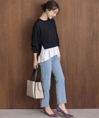 組曲 ストレッチクリアドッキング ニットプルオーバー ブラック系