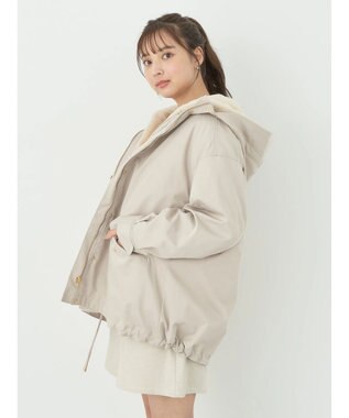 earth music&ecology マルチウェイマウンテンパーカー（ファー） Beige