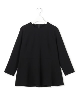 23区 L 【セットアップ対応/洗える】トリアセダブルジョーゼット 2WAYレース襟 ペプラムブラウス ブラック系