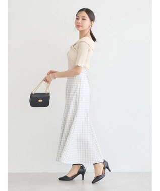 earth music&ecology フロントクロスリブニットプルオーバー Ivory