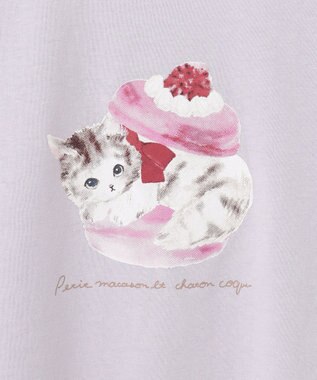 ANY KIDS 水彩風 アニマルプリント Ｔシャツ サックスブルー×ネコ