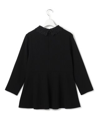 23区 L 【セットアップ対応/洗える】トリアセダブルジョーゼット 2WAYレース襟 ペプラムブラウス ブラック系