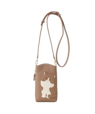 IBIZA アニマーダ　牛革　スマートフォンポシェット（ネコ） オーク