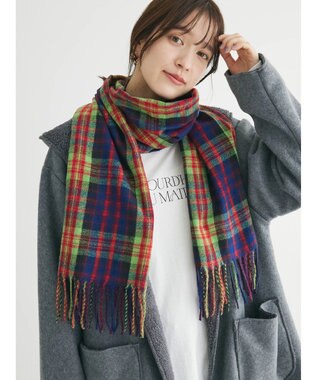 Green Parks カラーチェックストール Red